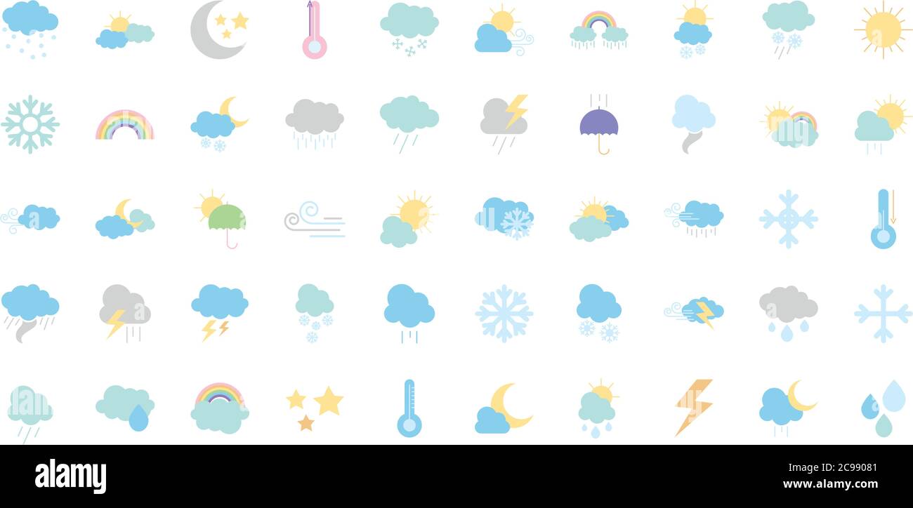 icon set of weather over white background, flat style, vector ...