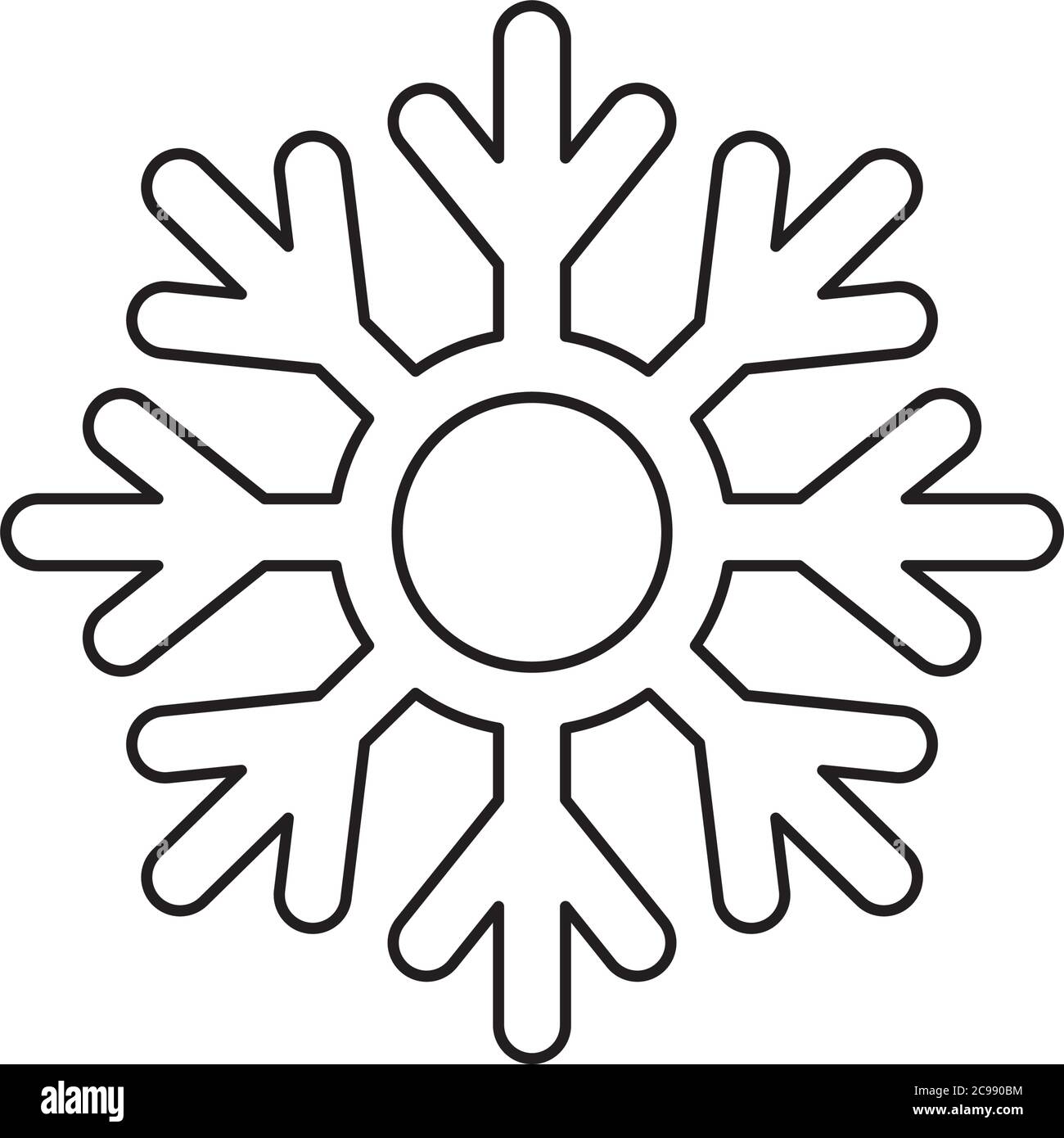 snowflake icon over white background, line style, vector illustration ...