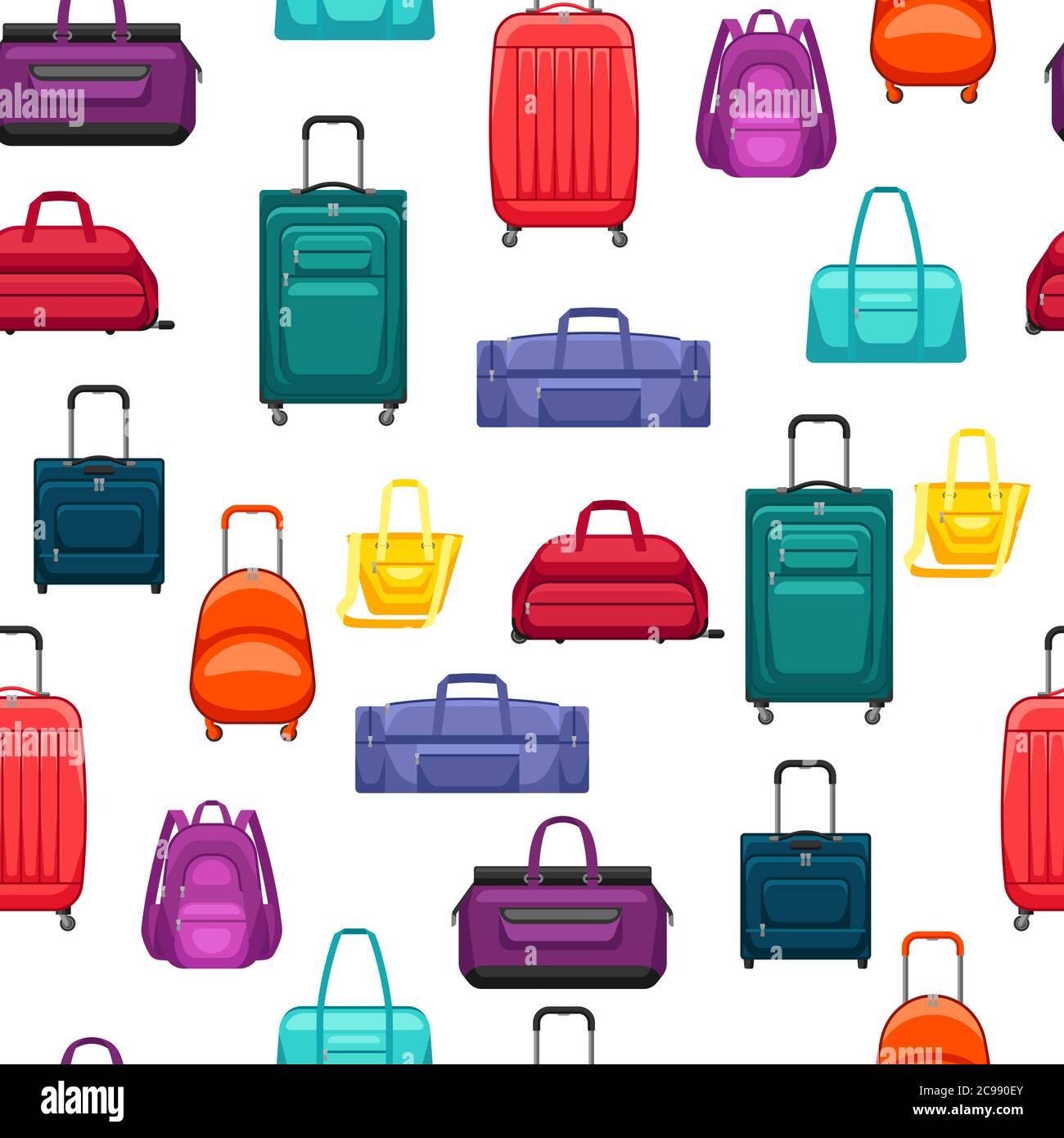 Seamless pattern with travel suitcases and bags. Stock Vector