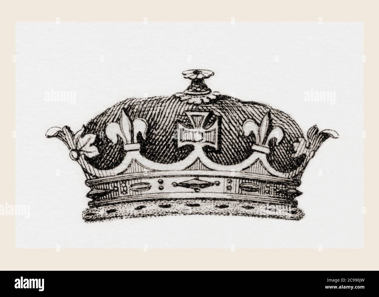 Crown worn by the cousins of the monarch.  From The National Encyclopaedia: A Dictionary of Universal Knowledge, published c.1890 Stock Photo