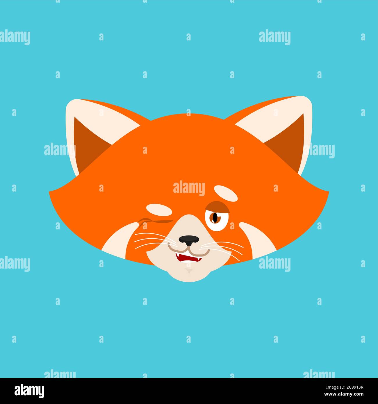 Red panda winks emoji avatar. Face Wild animal happy emotion. Vector illustration Stock Vector