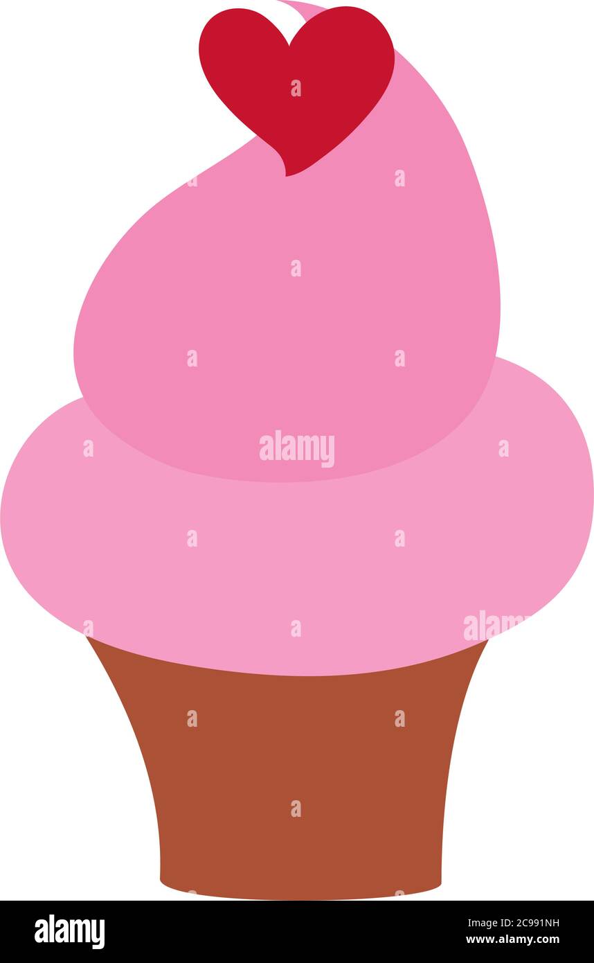 ice cream cone heart love flat style icon vector illustration Stock ...