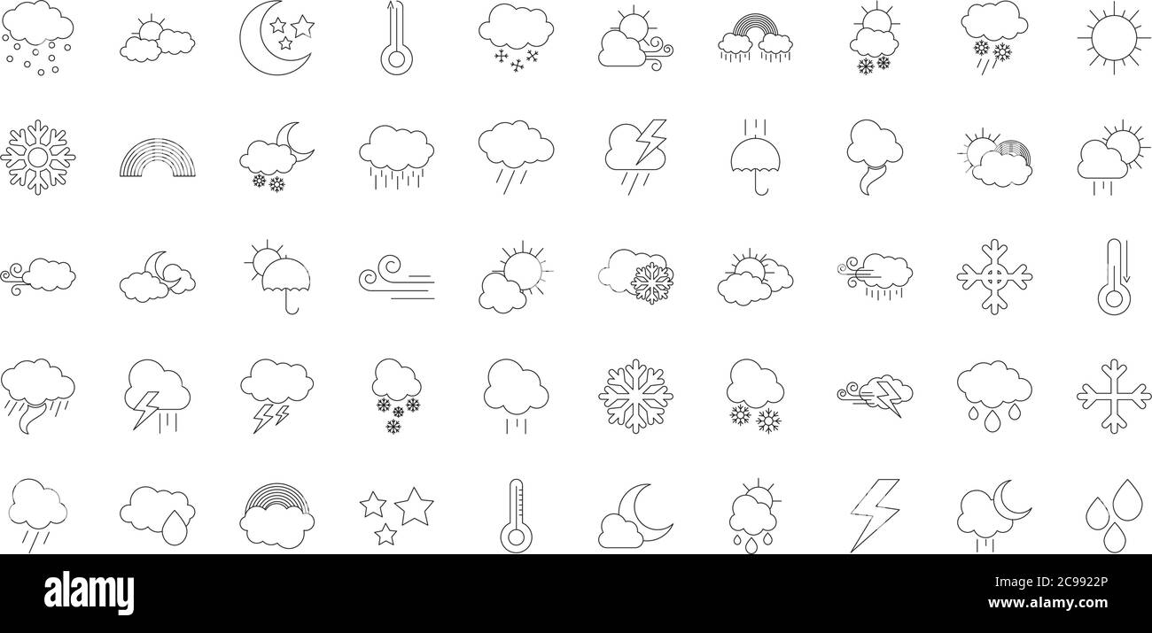 icon set of weather over white background, line style, vector ...