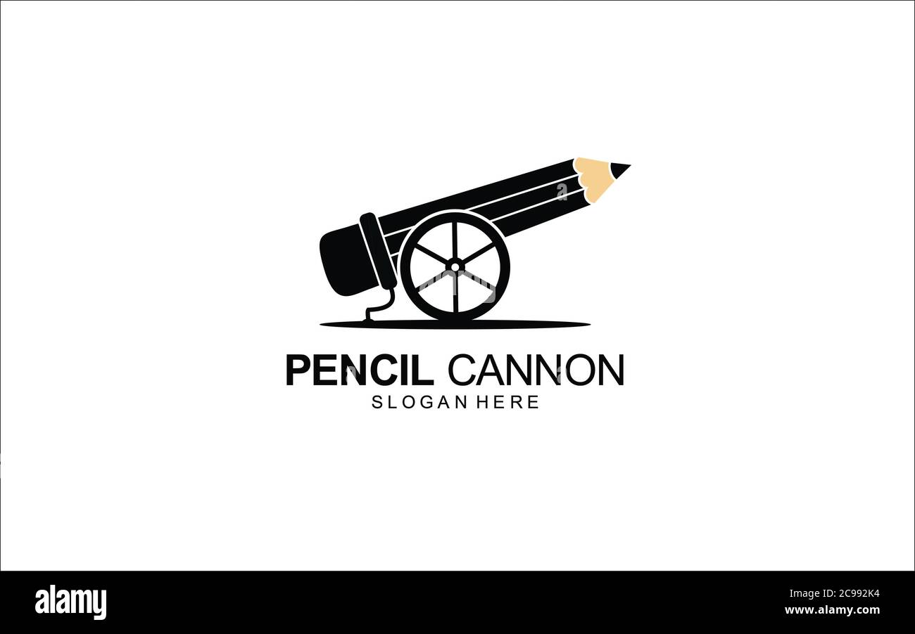 pencil cannon logo design concept Symbol Illustration Stock Photo
