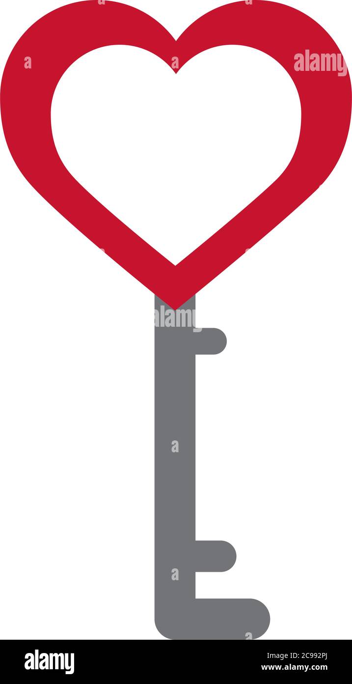 key shaped heart love romantic feeling flat style icon vector ...