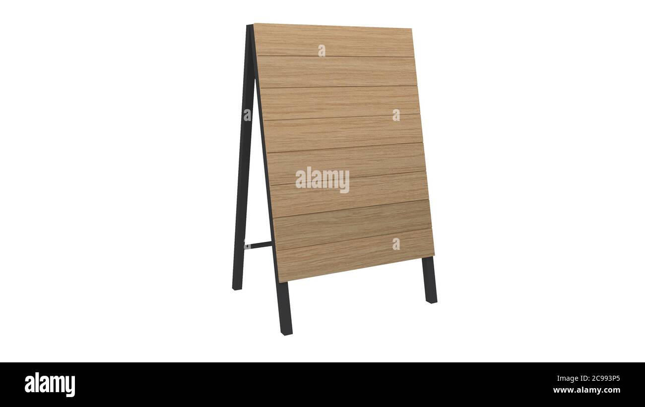 Display Stand or Stand Board or Sign Stand Wooden Drawing Board on white background with clipping path. Stock Photo