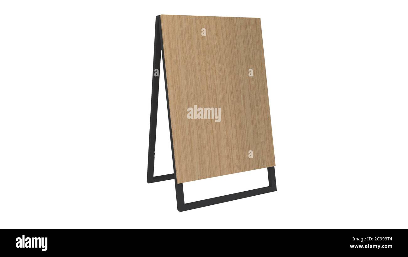 Display Stand or Stand Board or Sign Stand Wooden Drawing Board on white background with clipping path. Stock Photo