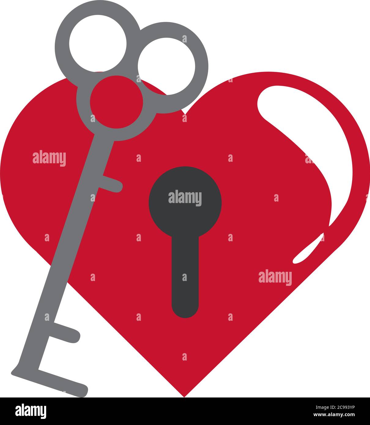padlock and key shaped heart love romantic flat style icon vector ...
