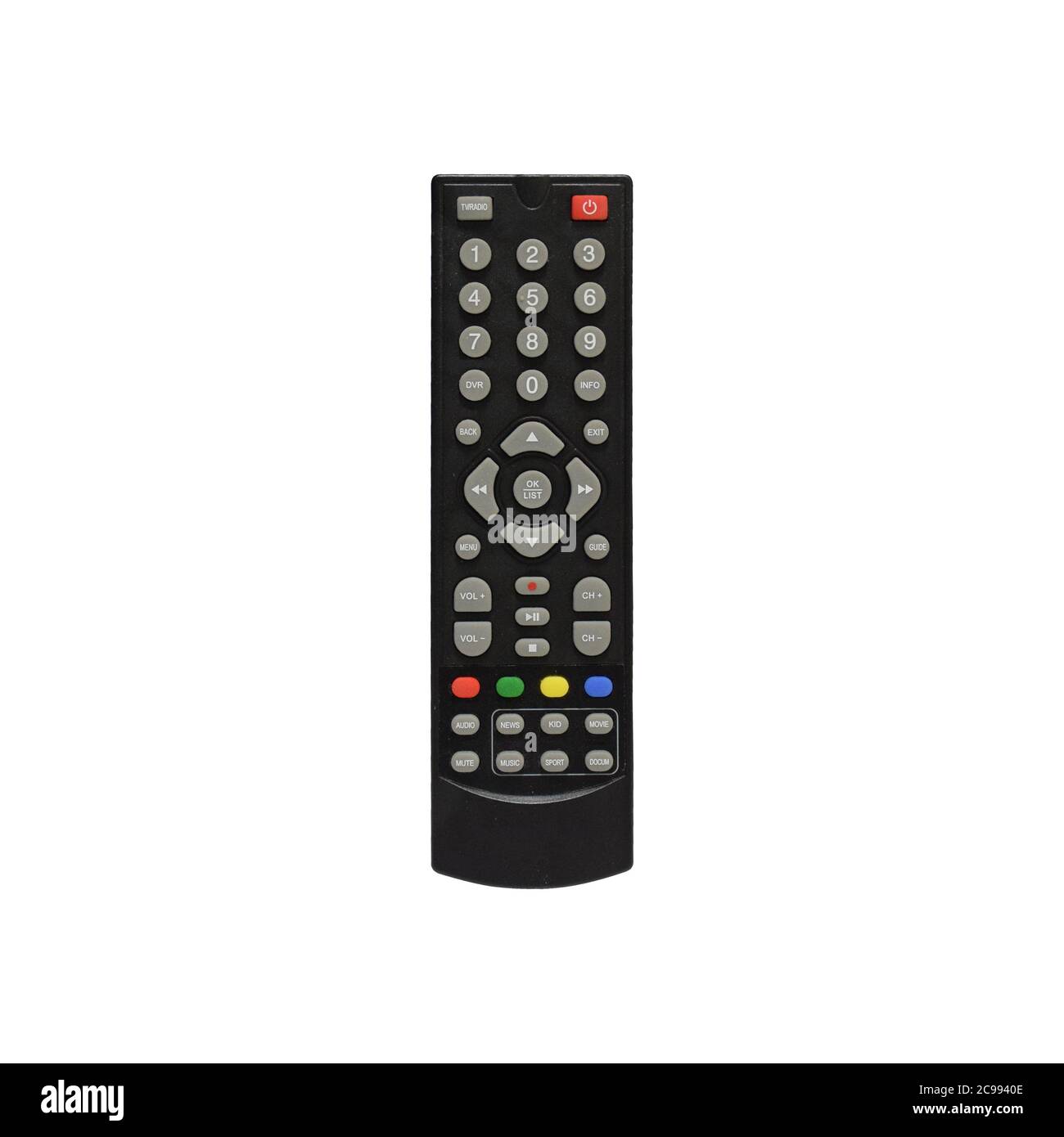 IPTV remote control isolated on white background with clipping path. Stock Photo