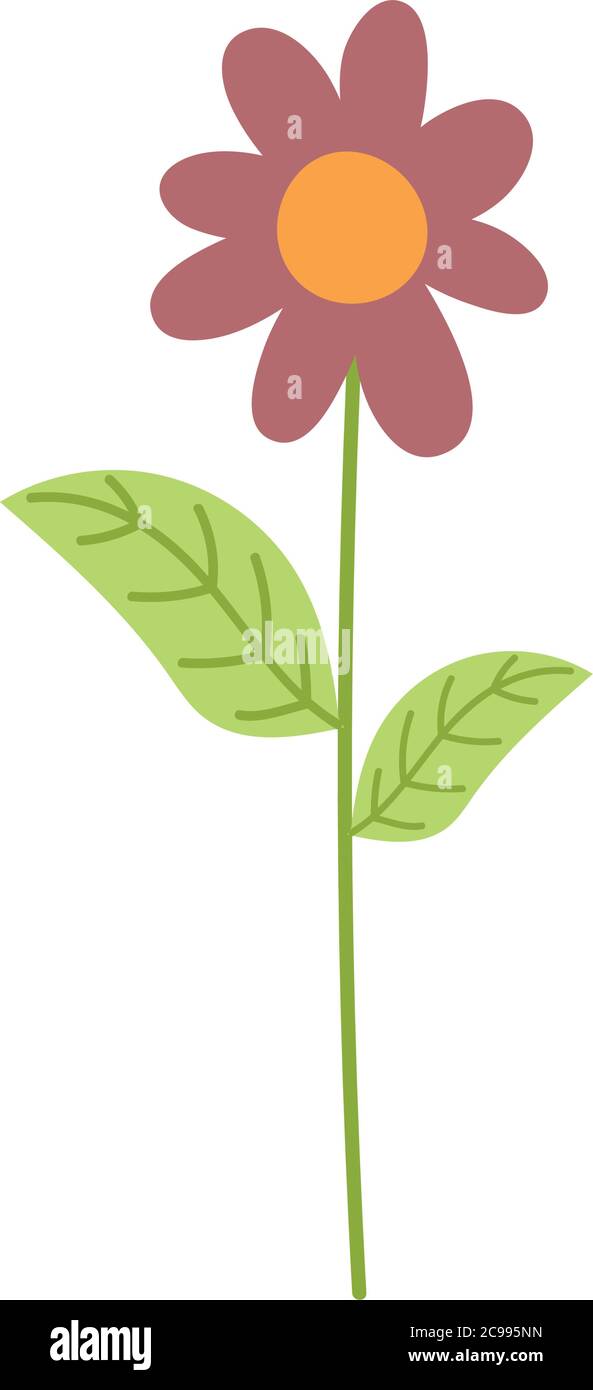 flower stem petals decoration cartoon isolated icon design vector