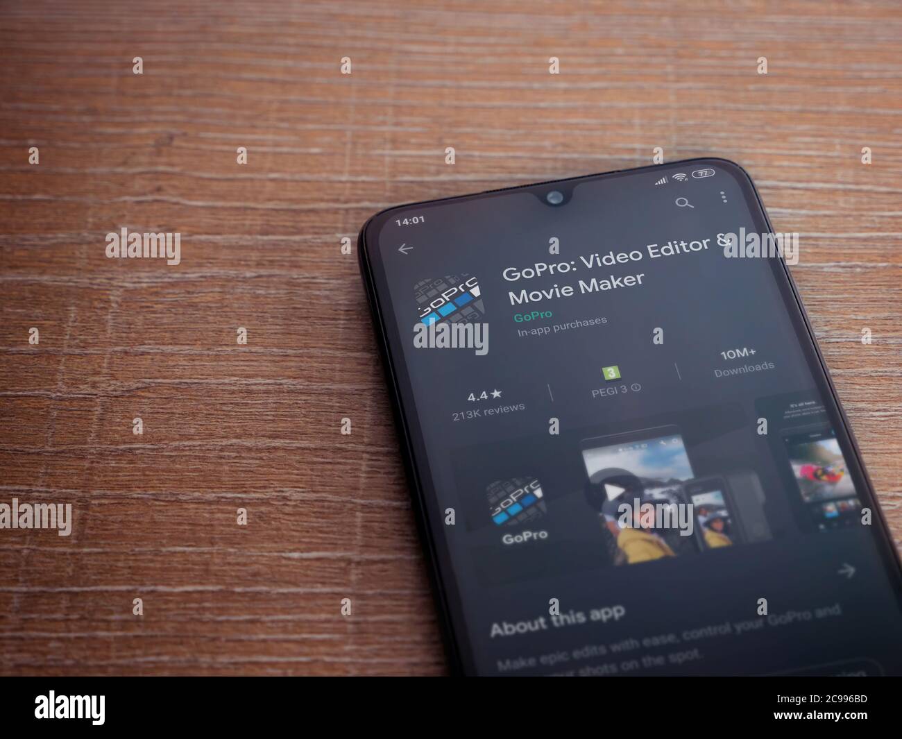 Lod, Israel - July 8, 2020: GoPro - Video Editor and Movie Maker app play  store page on the display of a black mobile smartphone on wooden background  Stock Photo - Alamy