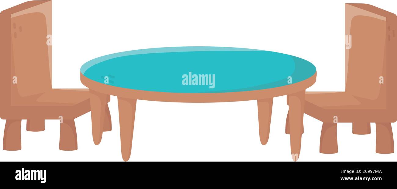 round table and chairs furniture comfort isolated icon design white ...