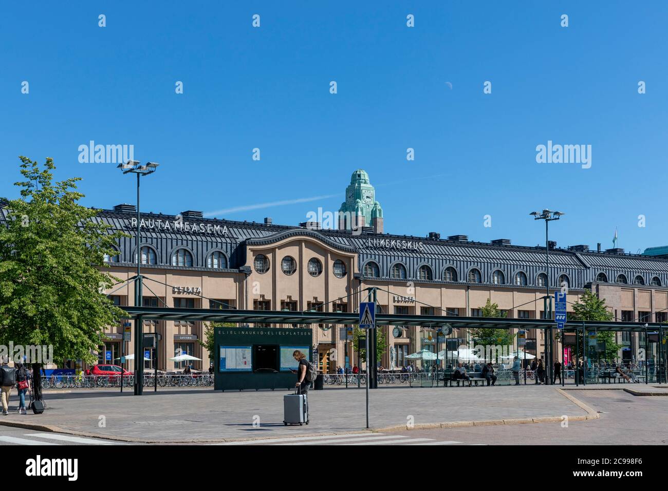 Helsinki main railway station is a hub for public transportation. It provides transportation by train, tram, bus or subway. Stock Photo