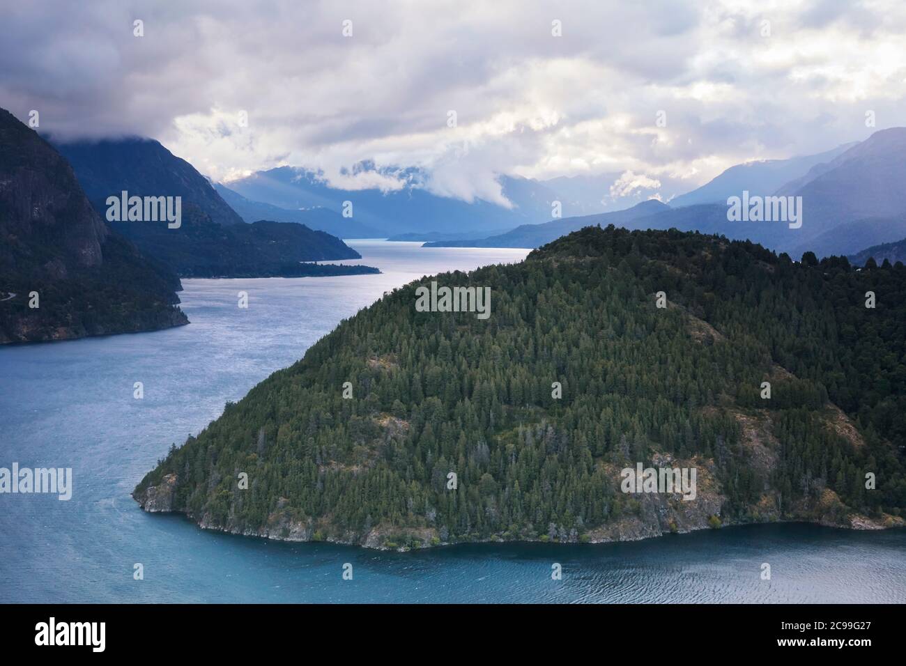 View over the Lake Lacar in San Martin de los Andes, Patagonia, Argentina. Stock Photo