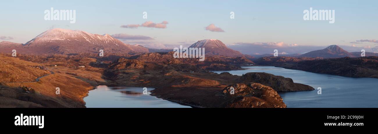 Sea lochs and mountains in North West Scotland Stock Photo