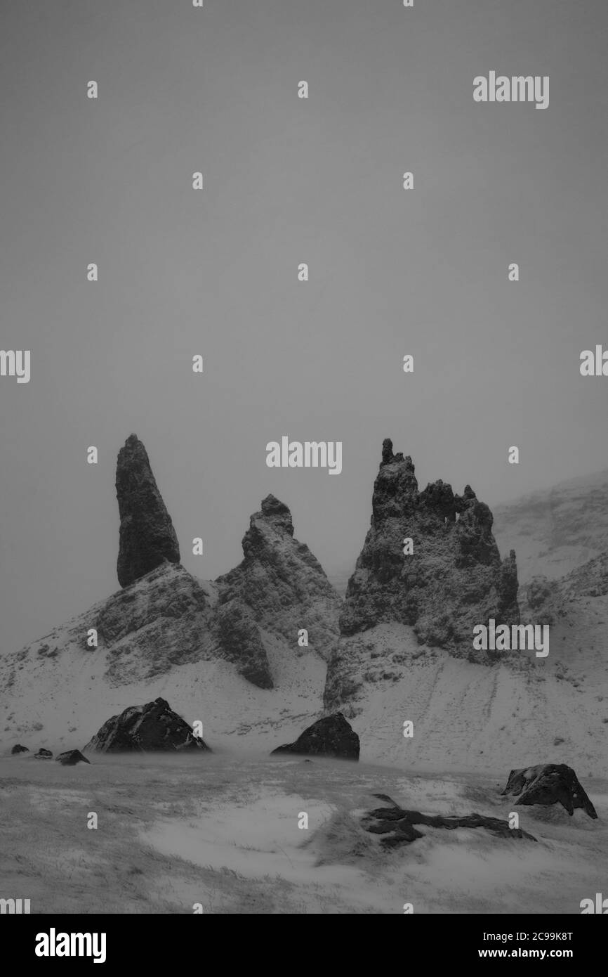 Old Man of Storr in winter, Isle of Skye Stock Photo