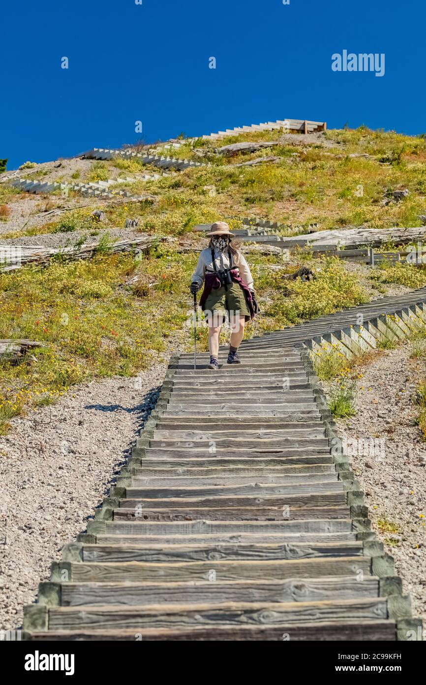 The Sandel Ridge Karen Rentz on the sandladder at Windy Ridge during the 2020 Covid-19 ...