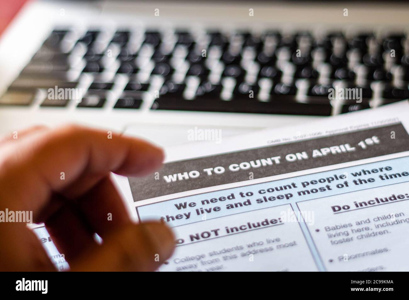 An Information Sheet about 'Who to Count' from the US Census Bureau. Chicago, Illinois-July 29, 2020 Stock Photo