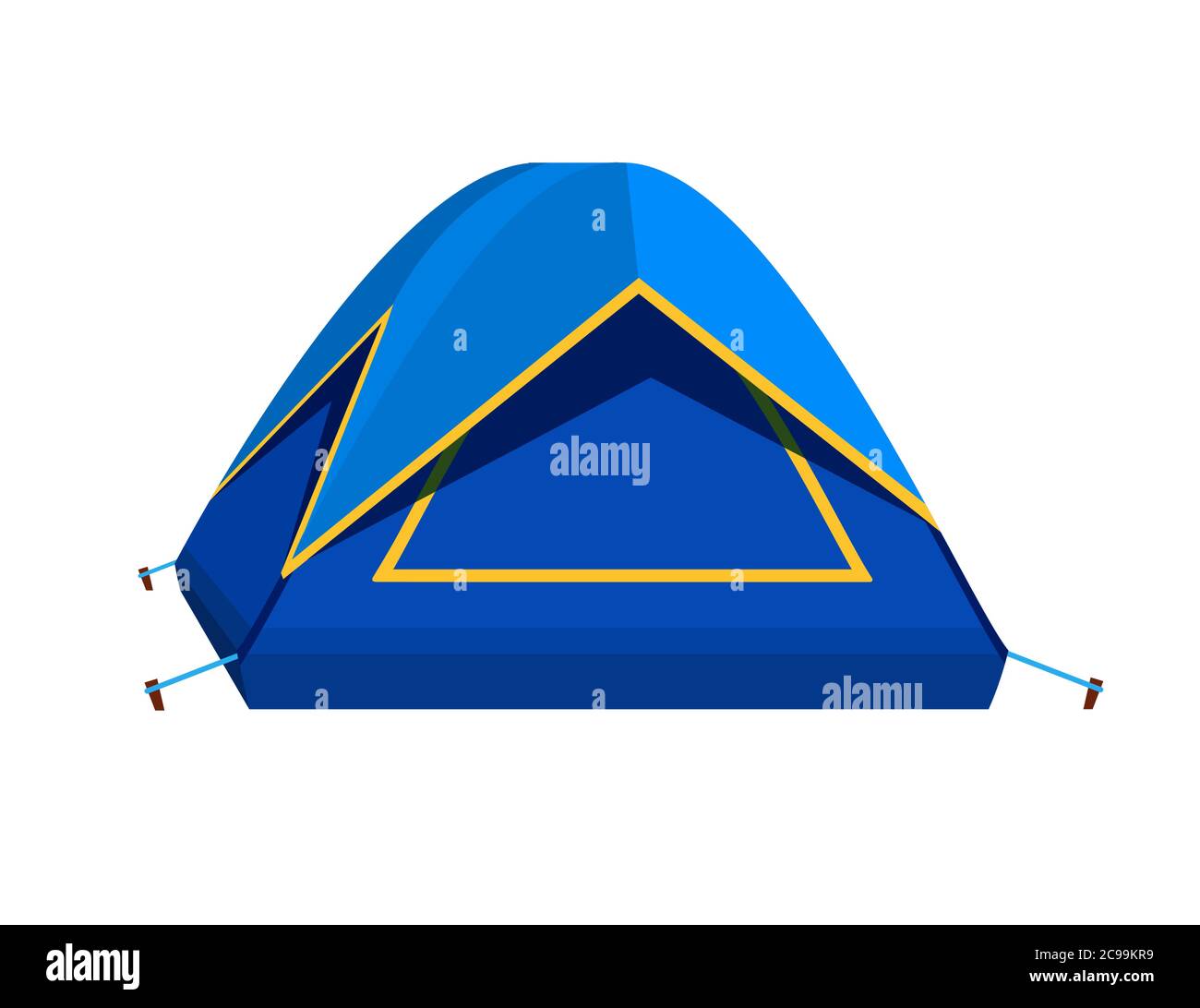 Bright blue tourist tent icon. Isolated on white background. Vector ...