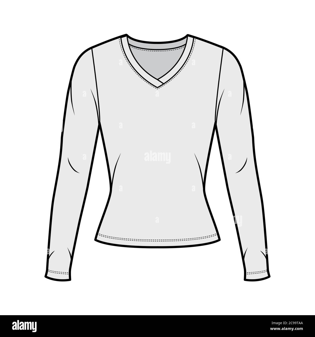 V-neck jersey sweater technical fashion 