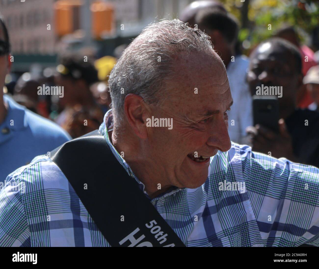 New York Senator Chuck Schumer in the streets of New York City Stock