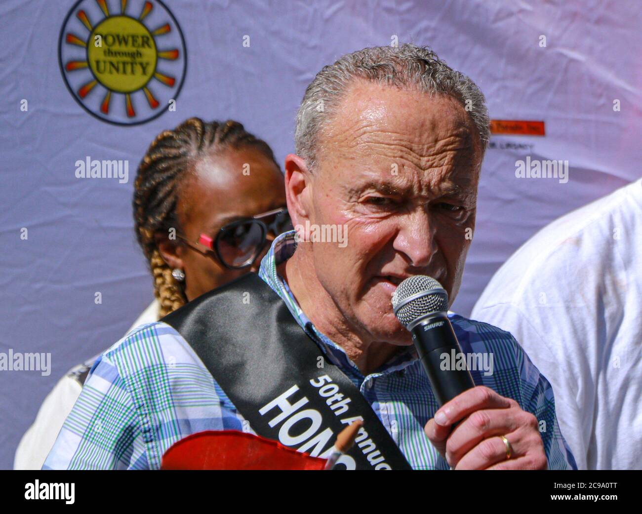 New York Senator Chuck Schumer in the streets of New York City Stock