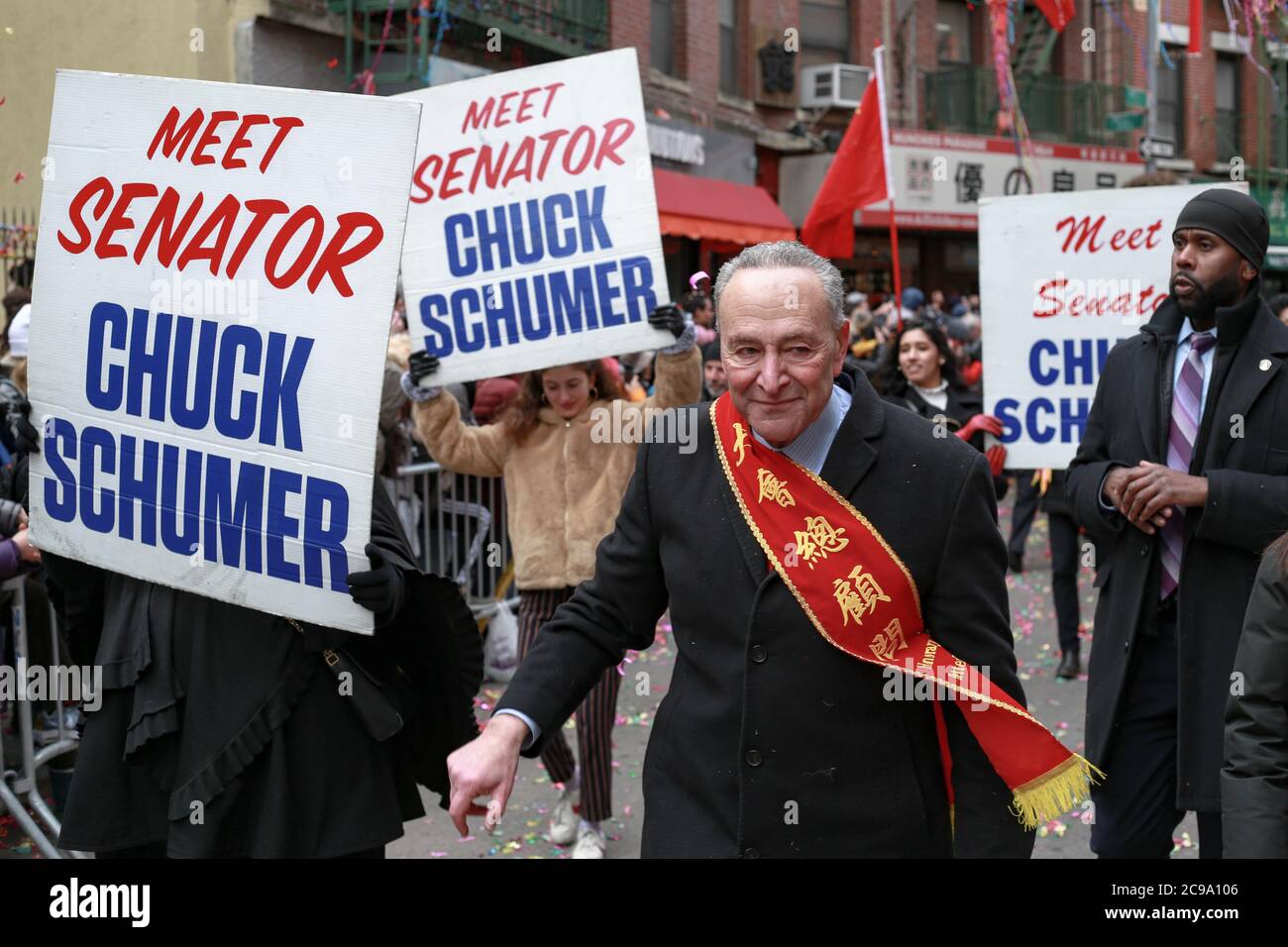 New York Senator Chuck Schumer in the streets of New York City Stock