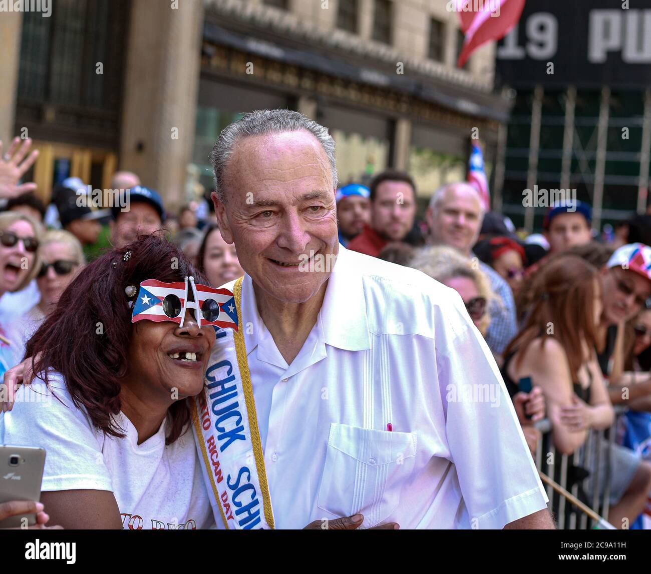 New York Senator Chuck Schumer in the streets of New York City Stock