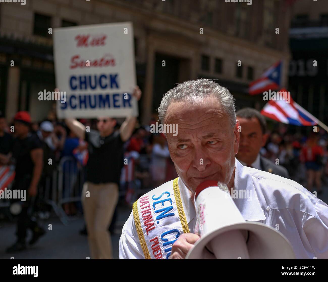 New York Senator Chuck Schumer in the streets of New York City Stock