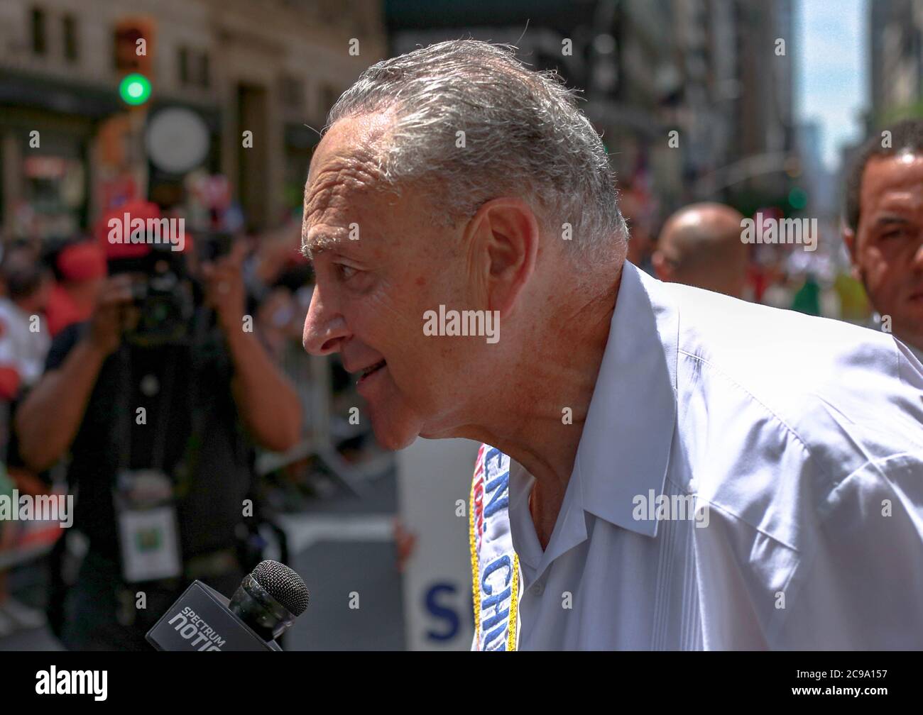 New York Senator Chuck Schumer in the streets of New York City Stock