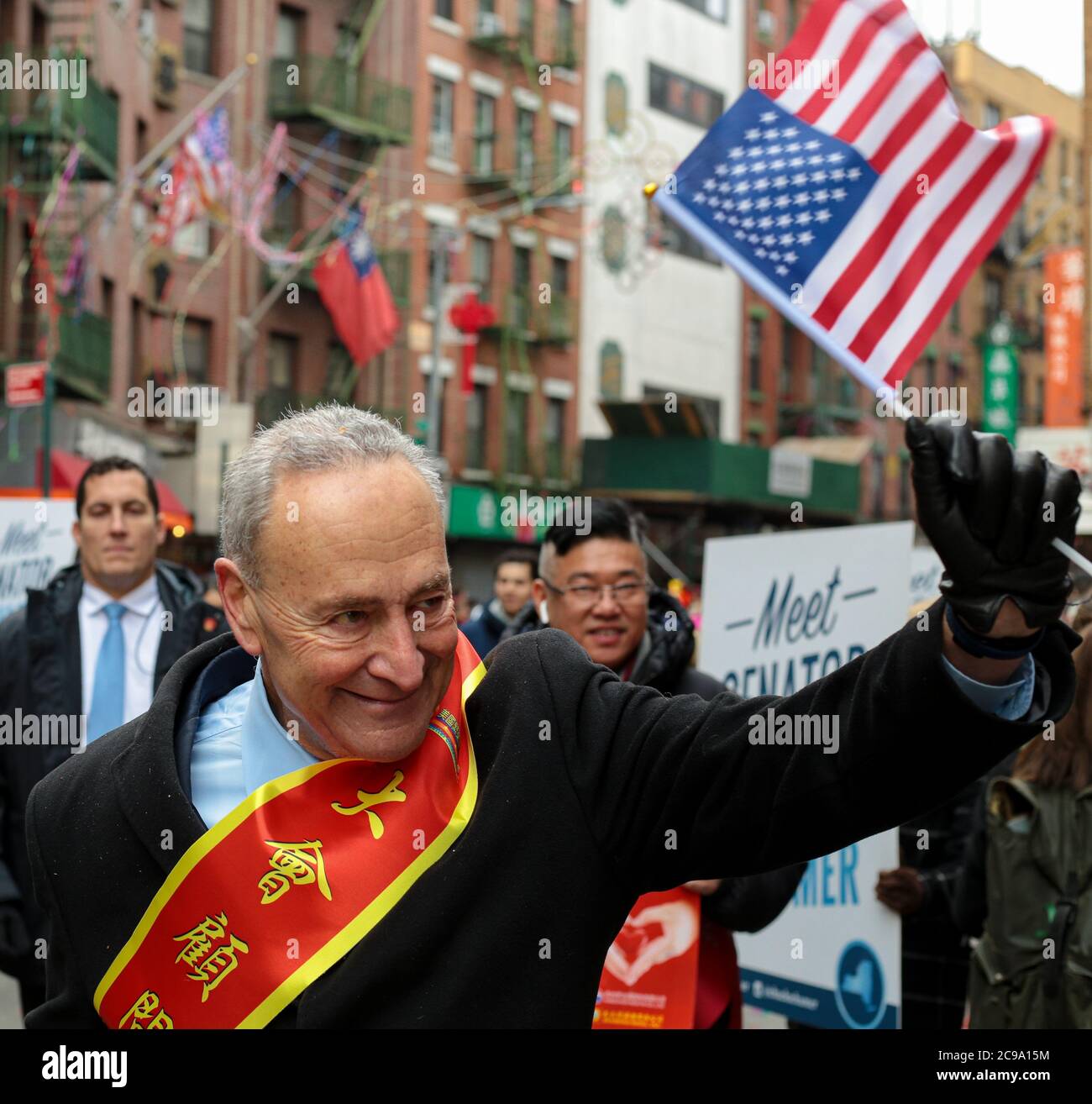 New York Senator Chuck Schumer in the streets of New York City Stock