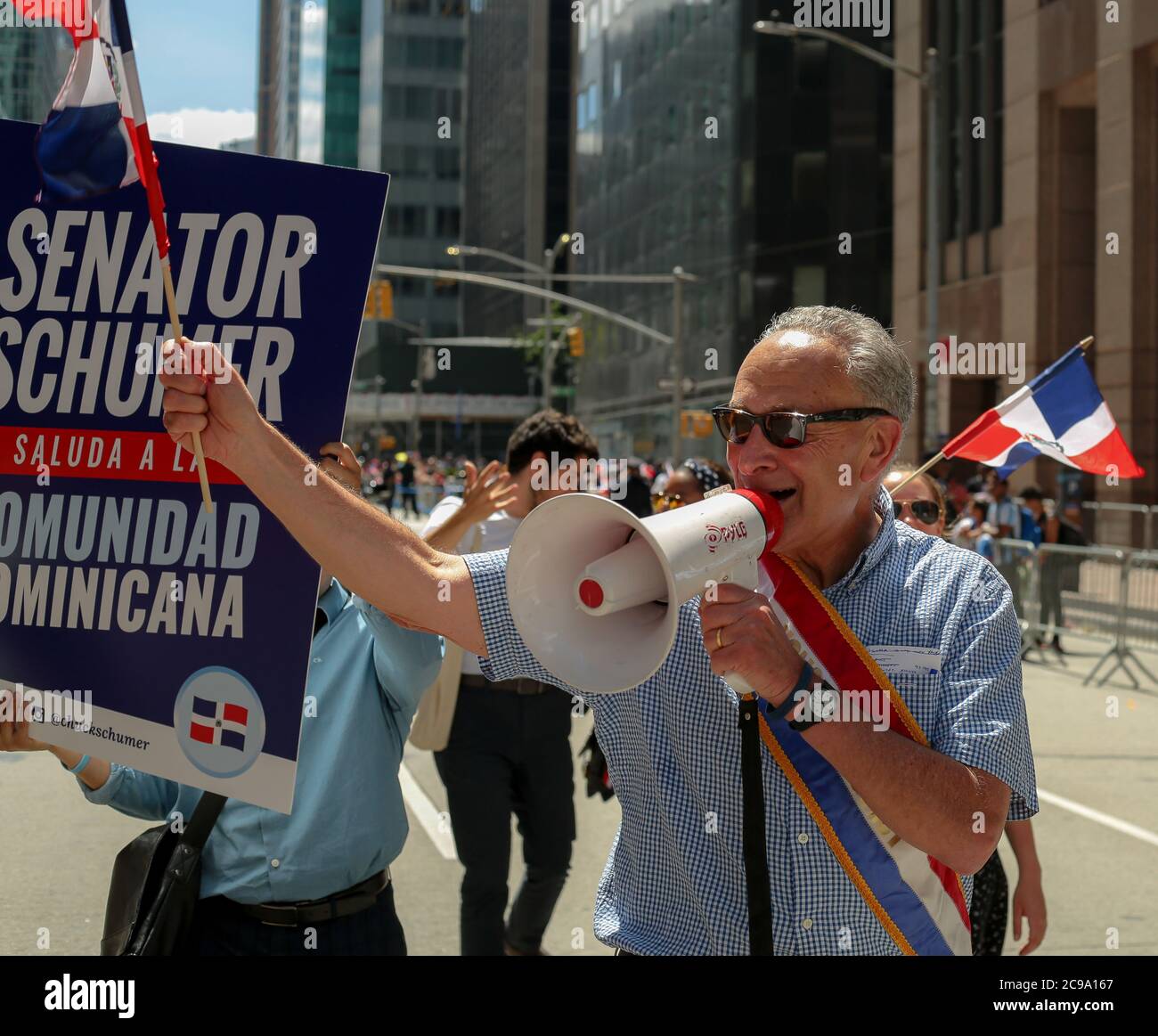 New York Senator Chuck Schumer in the streets of New York City Stock