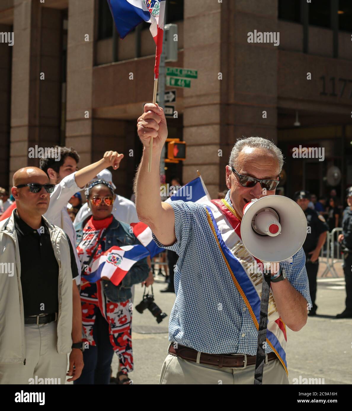New York Senator Chuck Schumer in the streets of New York City Stock