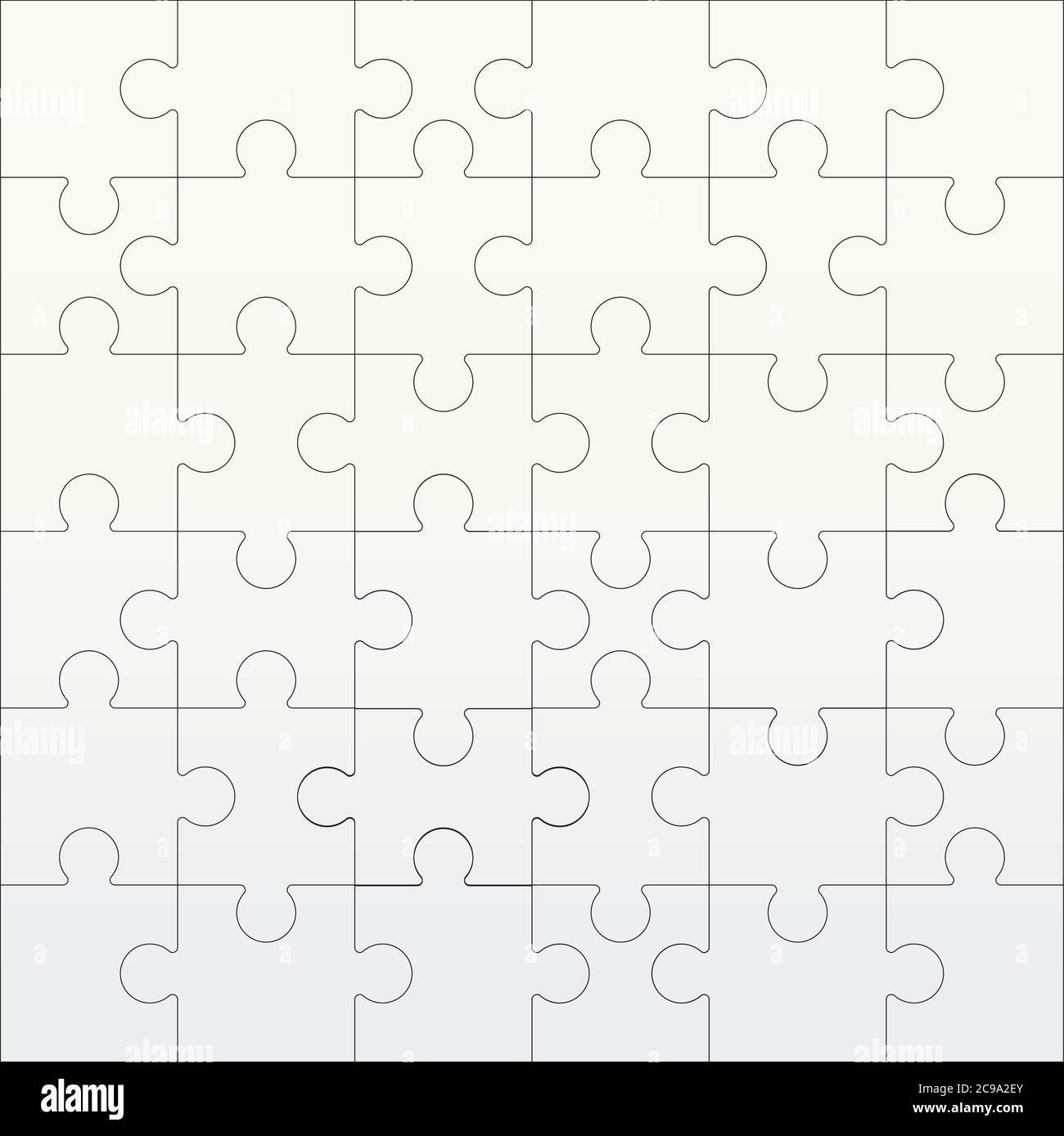 Puzzles grid template. Square puzzle 6x6 grid jigsaw game and join 36
