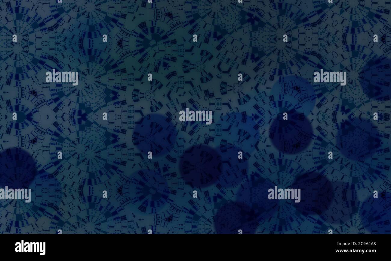 Dark blue kaleidoscope patterned background for wallpapers Stock Photo
