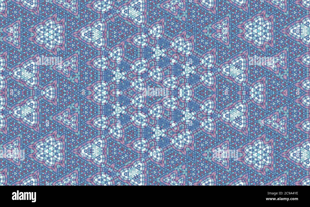 Blue kaleidoscope patterned background for wallpapers Stock Photo