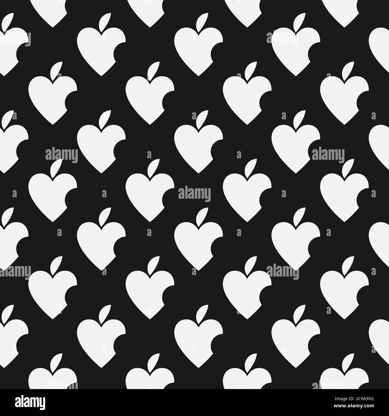 Seamless pattern with bitten Apple similar to Heart Stock Vector