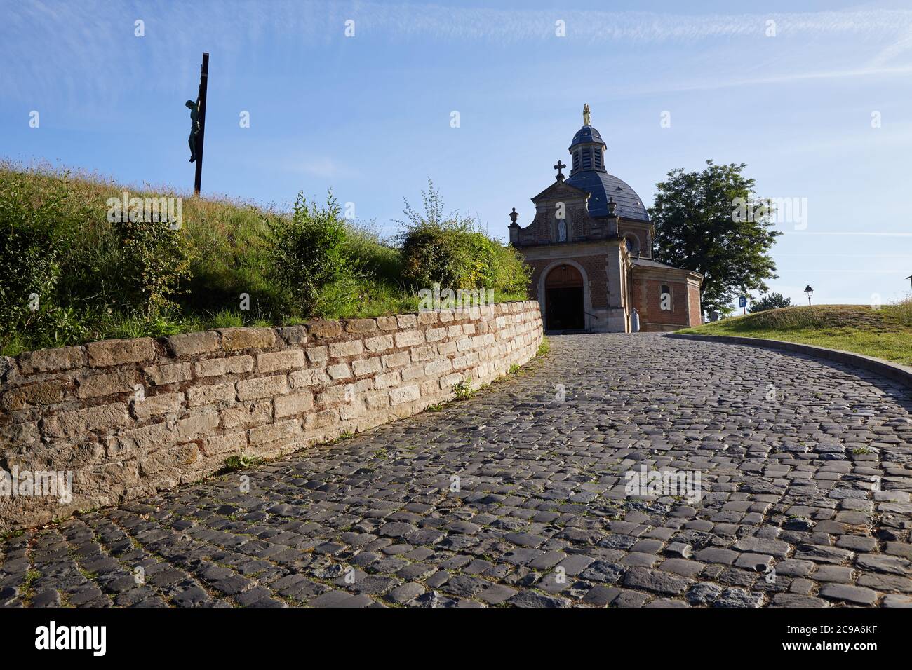 The Chapell of Our Lady of Oudenberg, on top of the Muur climb in Geraardsbergen, Belgium Stock Photo