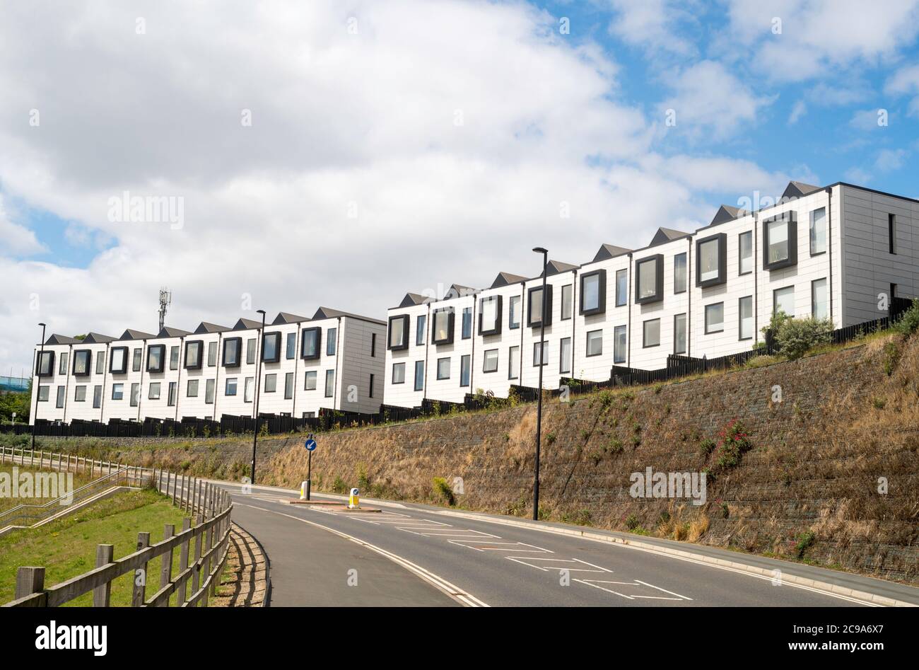 Factory built modular houses by architects shedkm at Smith's Dock, in North Shields,  North Tyneside, England, UK Stock Photo