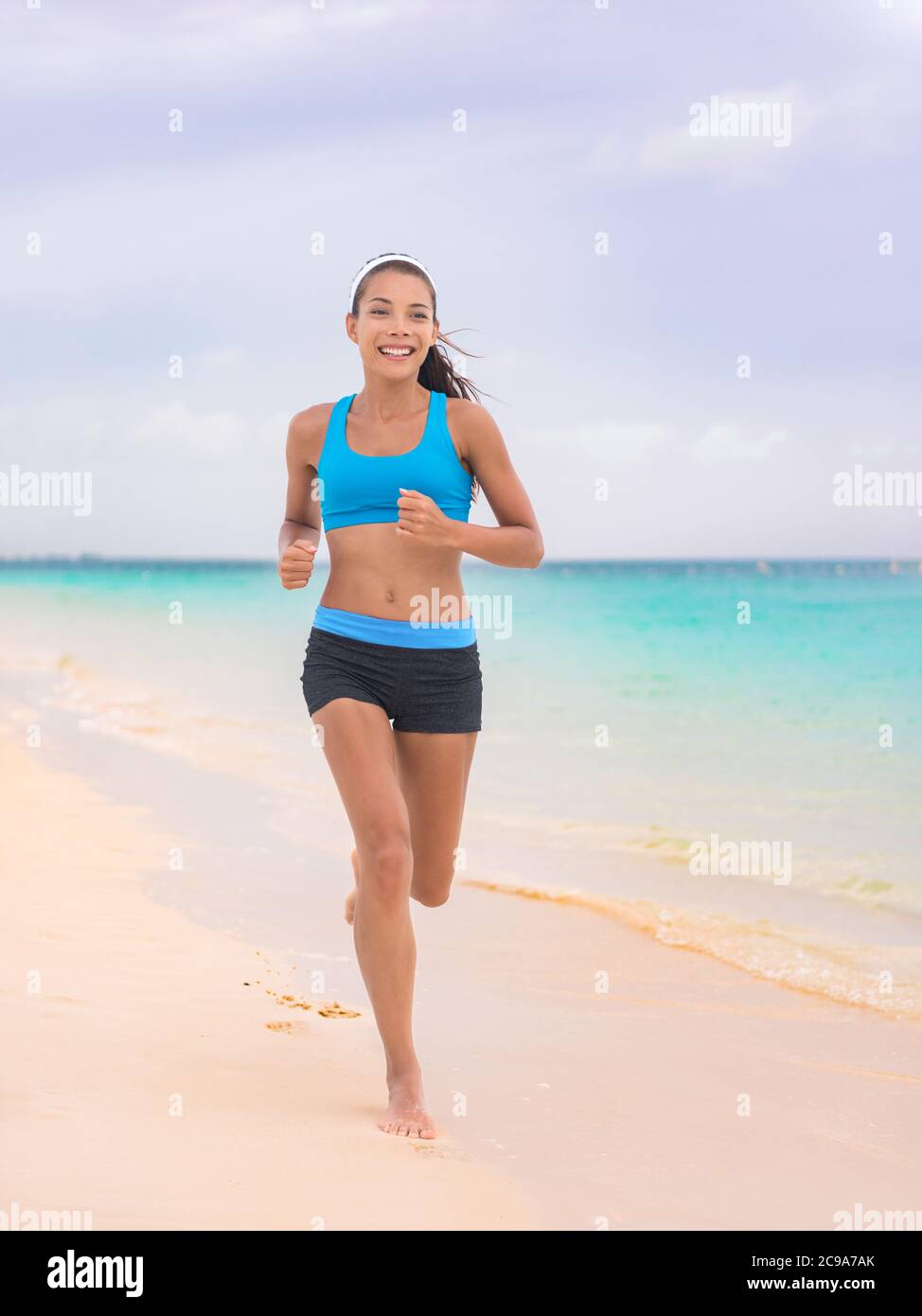 running on beach barefoot