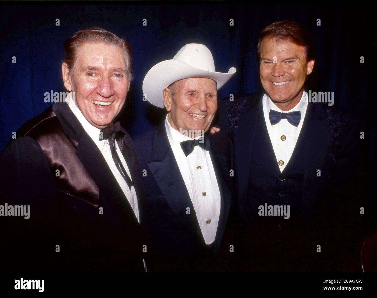 Pat Buttram, Gene Autry, Glen Campbell at Autry Museum Opening Stock Photo