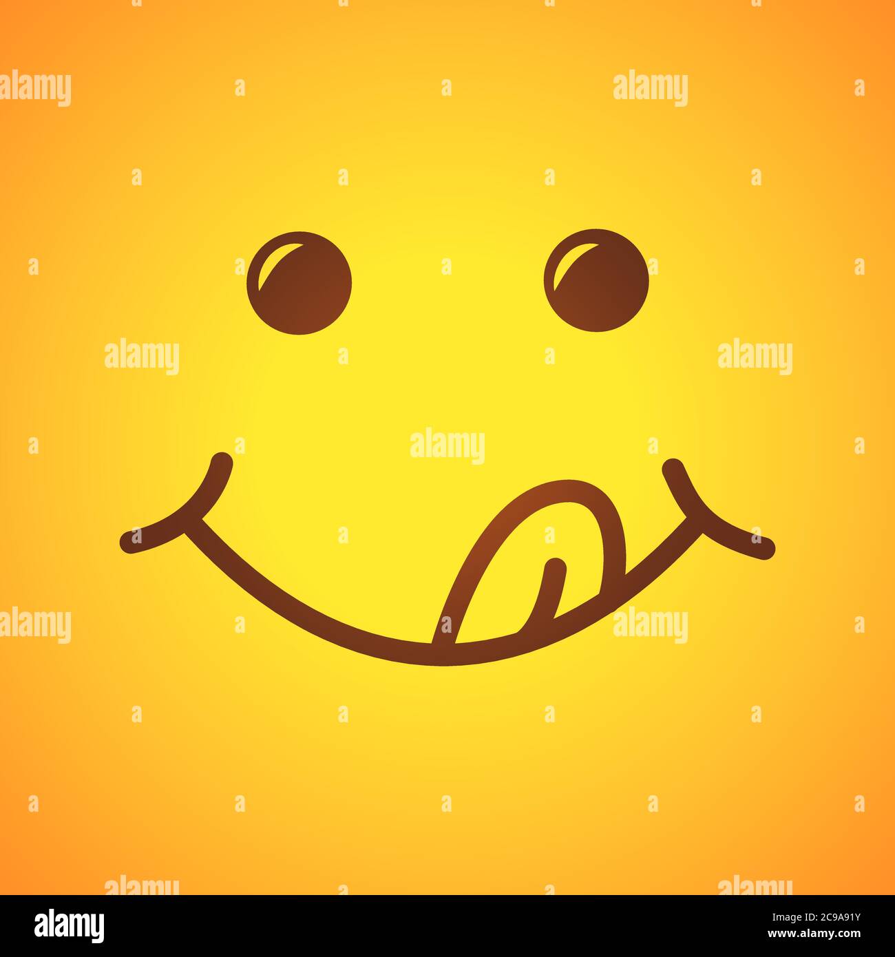 Yummy smile. Tasty food eating emoji face. Vector illustration Stock Vector