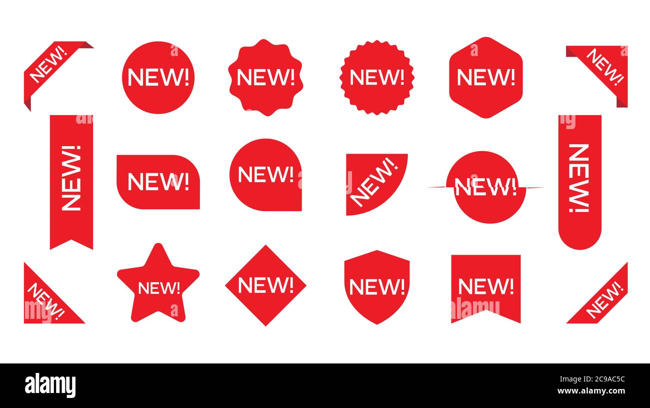 New sticker set. Corner banner, new tag labels and present buttons