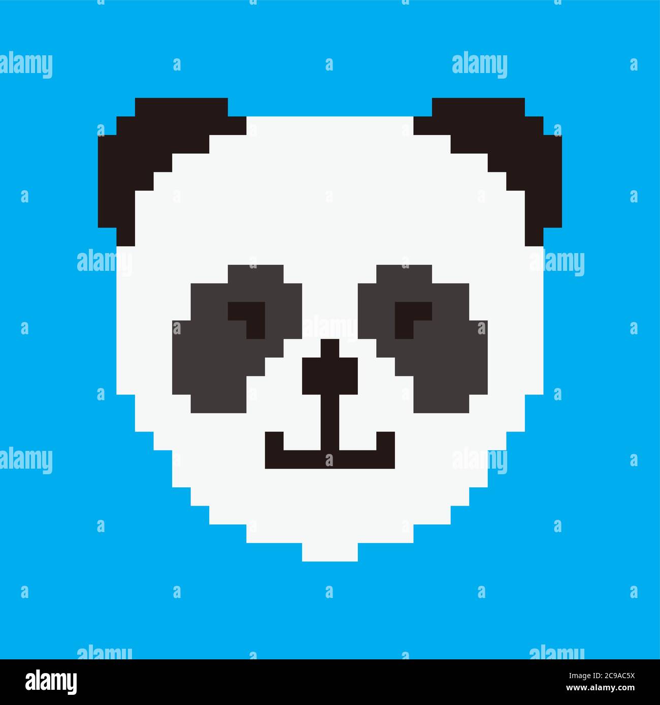 Pixel art character panda 8 bit pixel art black and white bear isolated on white background. Chinese endangered species symbol. Wildlife animal icon. Stock Vector