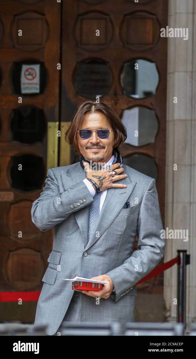 LONDON, ENGLAND, JULY 11 2020, Actor and musician Johnny Depp arriving at the High Court in London today for his libel case against NGN Stock Photo