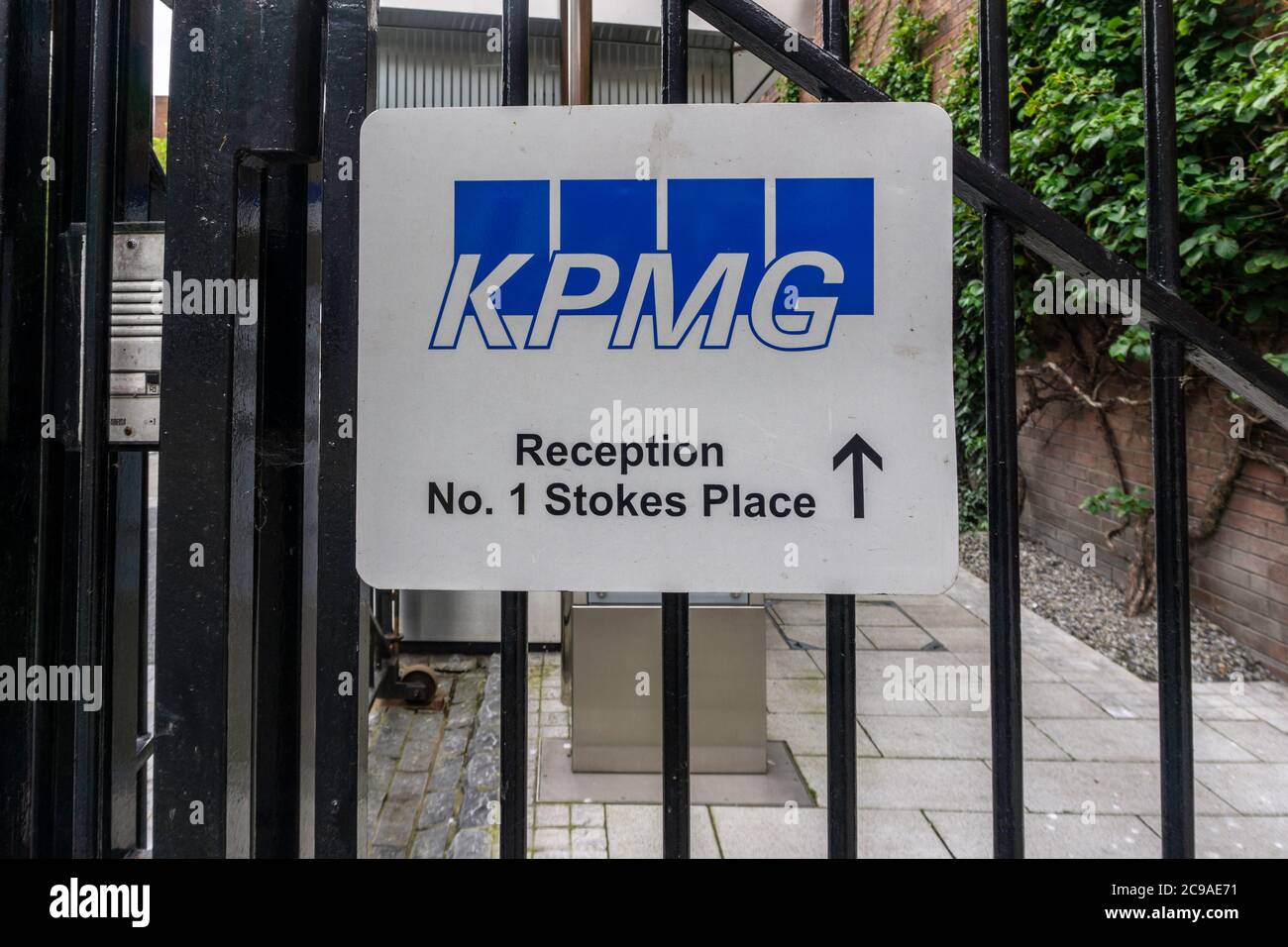 A sign for the Dublin, Ireland office of KPMG, the  multinational professional services network, and one of the Big Four accounting organisations. Stock Photo