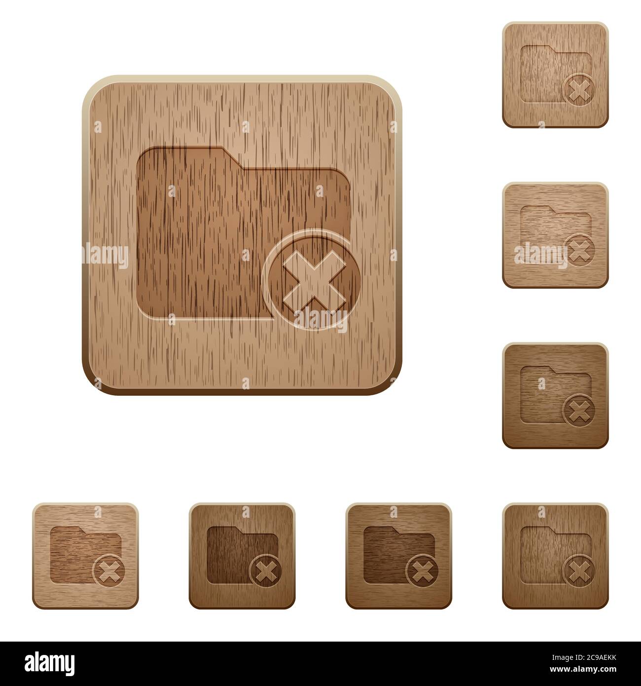 Cancel directory on rounded square carved wooden button styles Stock Vector