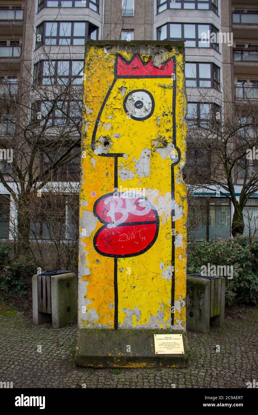 A section of the Berlin Wall on a residential street of Berlin. Stock Photo