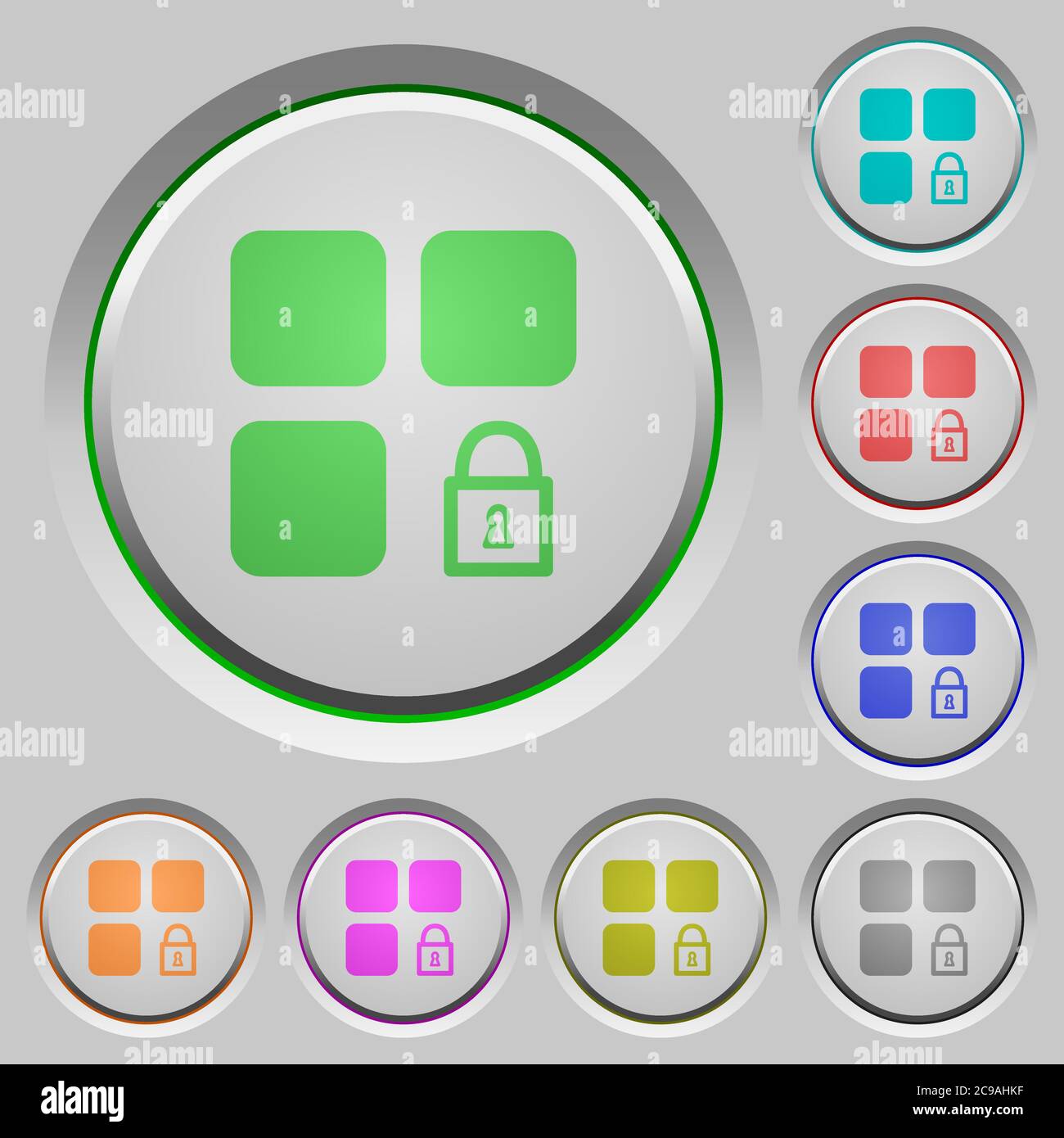 Lock component color icons on sunk push buttons Stock Vector Image ...