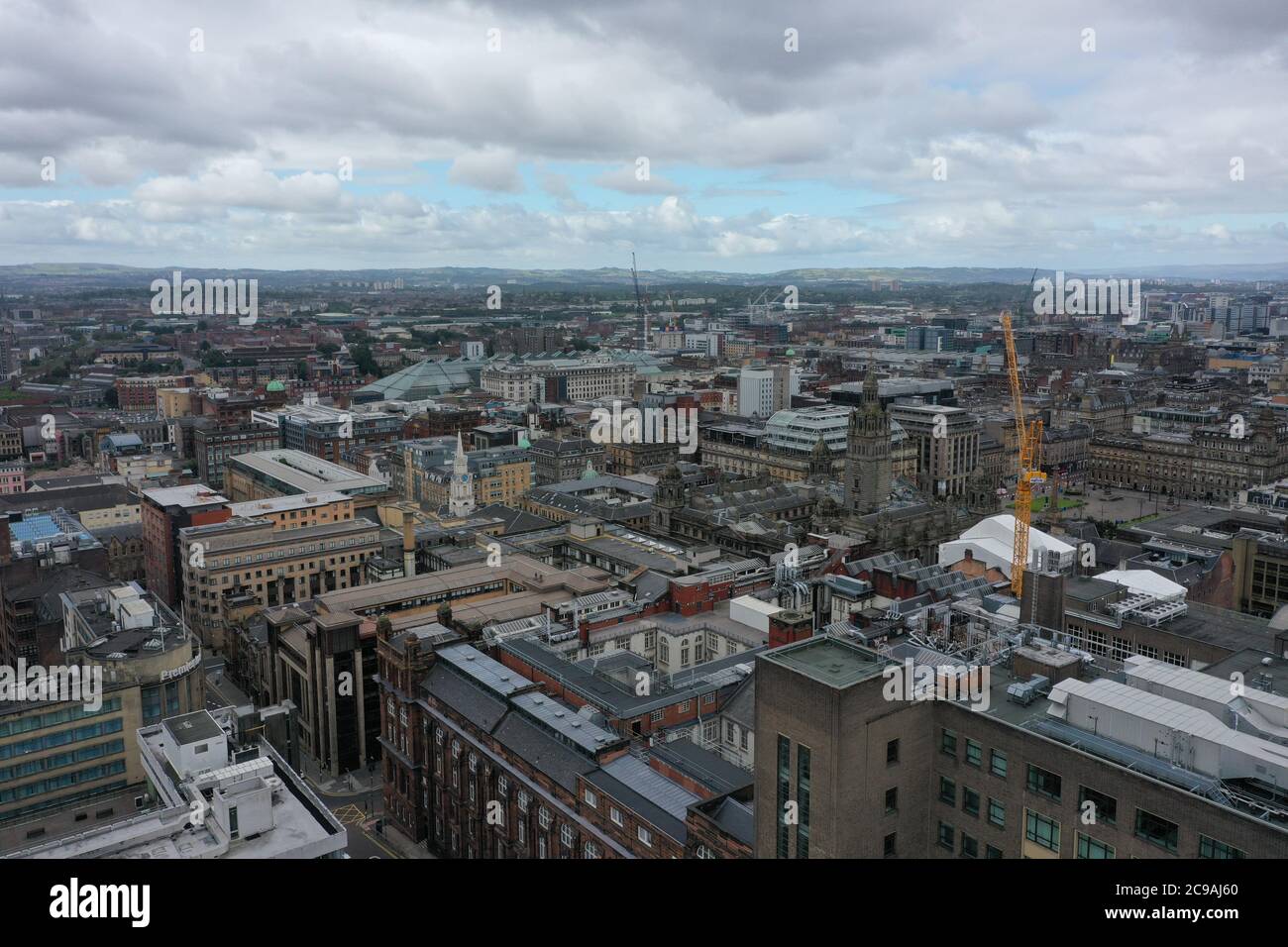 Aerial stock view of Glasgow. Stock Photo